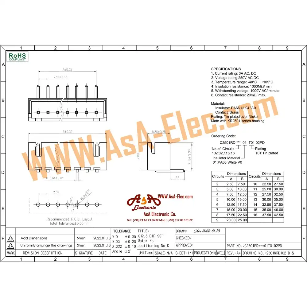 سوکت دزدگیری 2.5 میلیمتر 10 پین نر رایت سفید XH